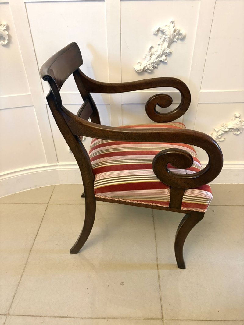 Antique Regency Mahogany Dining Chairs Set of Eight Including Two Carvers Scroll Arms - Image 13